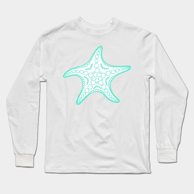 Starfish (cyan/white) Long Sleeve T-Shirt by calenbundalas